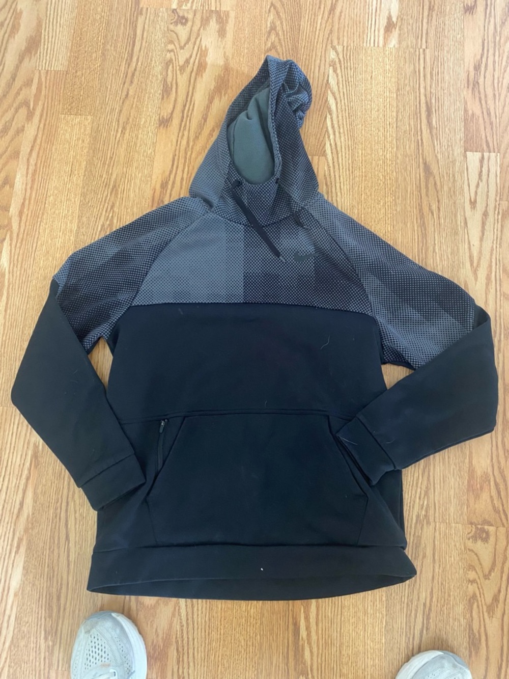 Nike Black and Gray Dri-Fit Hooded Sweatshirt